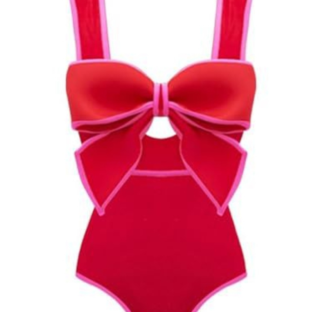 Red and Pink Bow Swimsuit